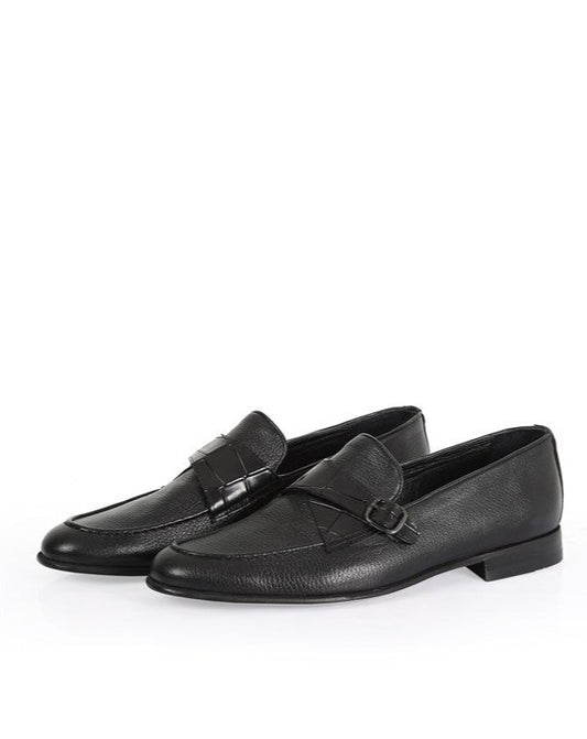 Manosque Black Leather Men's Classic Shoes with Neolite Sole, Handcrafted with High-Quality Materials