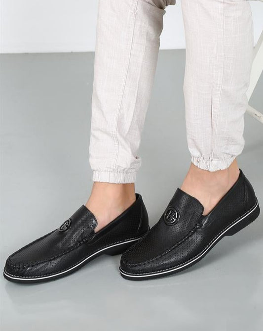 Galvin Herren-Loafer aus schwarzem Leder mit Eva-Sohle für täglichen Komfort, perfekt für den Alltag