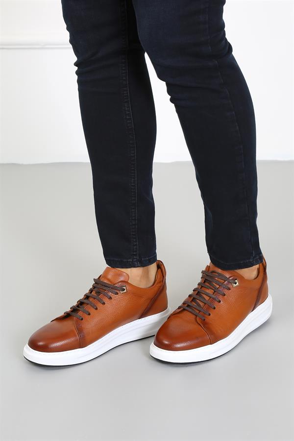 Cayenne Tan Leather Casual Men's Shoes with Lace-up Detail and Eva Sole, Comfortable for Everyday Wear