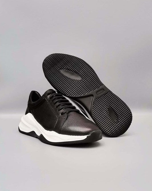 Schwarze Herren-Schnürsneaker „Tokyo“ aus 100 % Leder, zeitloser Stil und strapazierfähiges Material