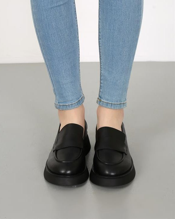 Liena Black 100% Leather Women's Loafer with Eva Sole, Comfortable for Work and Daily Wear