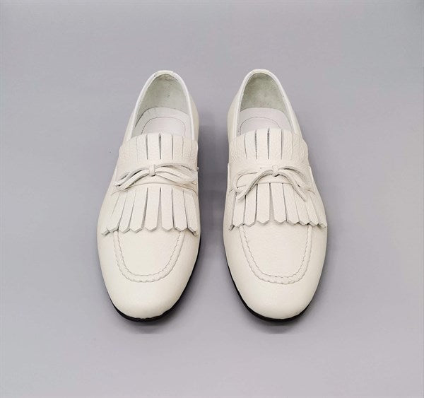 Danilo White Floater Leather Tassel Loafers, Men's Classic Shoes with Neolite Sole