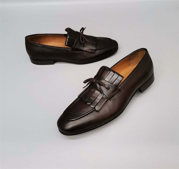 Danilo Brown Antique Leather Tassel Loafers, Men's Classic Shoes with Neolite Sole