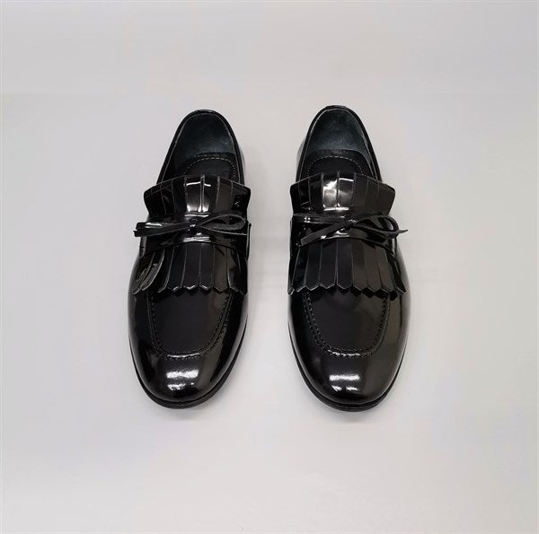 Danilo Black Patent Leather Tassel Loafers, Men's Classic Shoes with Neolite Sole and Gift Belt