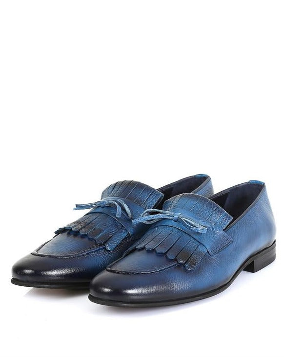 Danilo Indigo Floater Leather Tassel Loafers, Men's Classic Shoes with Neolite Sole