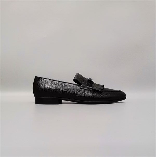 Danilo Black Floater Leather Tassel Loafers, Men's Classic Shoes with Neolite Sole and Gift Belt
