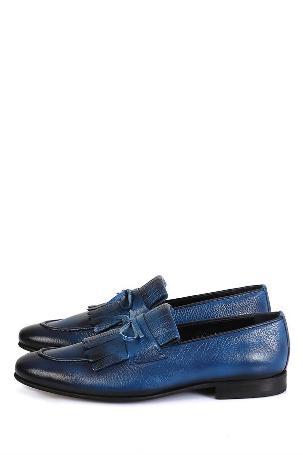 Danilo Indigo Floater Leather Tassel Loafers, Men's Classic Shoes with Neolite Sole