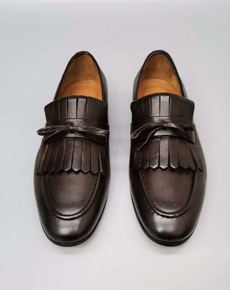 Danilo Brown Antique Leather Tassel Loafers, Men's Classic Shoes with Neolite Sole