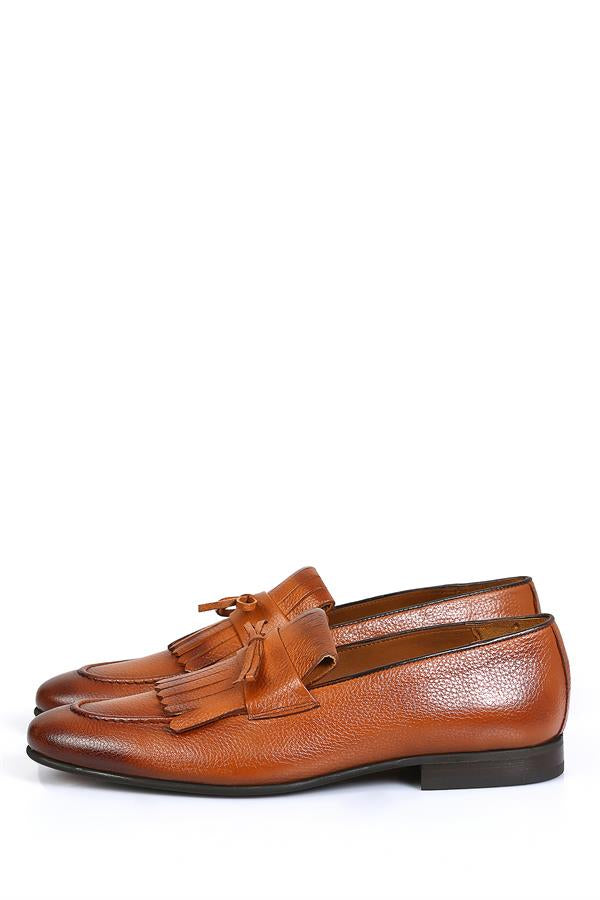 Danilo Tan Floater Leather Tassel Loafers, Men's Classic Shoes with Neolite Sole and Gift Belt