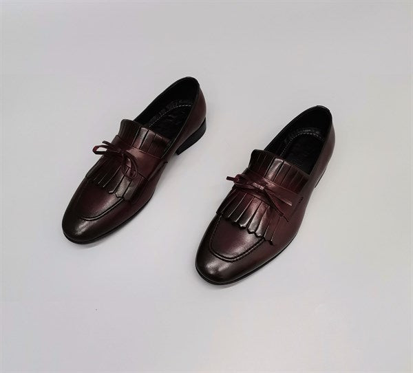 Danilo Burgundy 100% Leather Tassel Loafers, Men's Classic Shoes with Neolite Sole