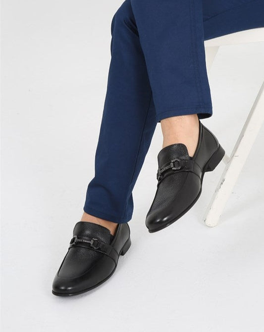 Blitar Black Floater Leather Men's Dress Shoes, Handcrafted with High-Quality Materials