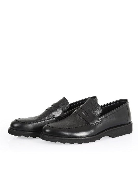 Cahors zwarte 100% leren herenloafers, comfortabele Eva Sole-schoenen voor dagelijks gebruik