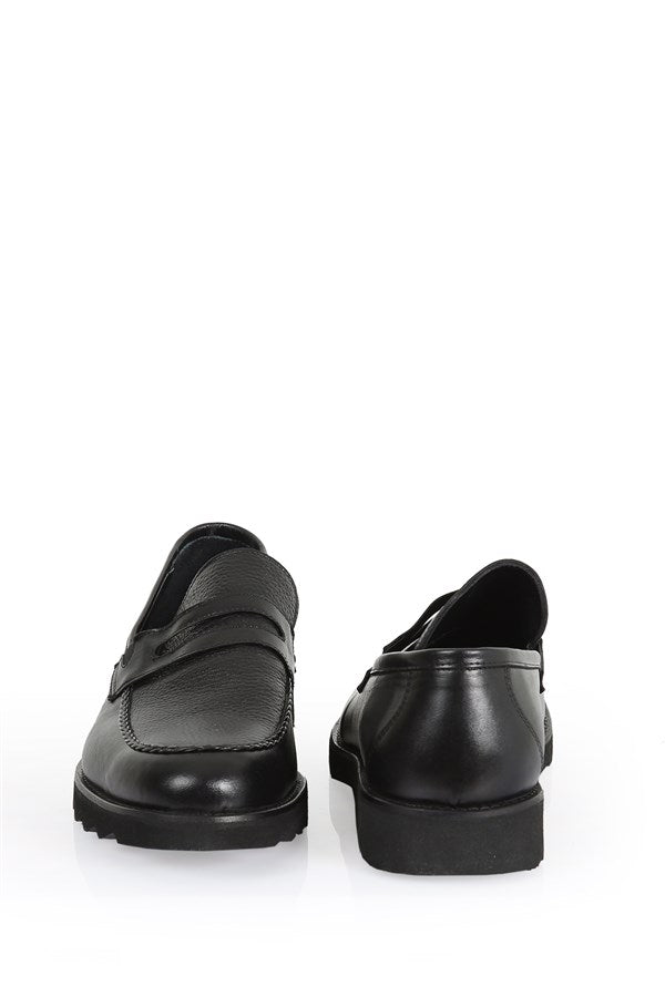 Cahors Black 100% Leather Men's Loafers, Comfortable Eva Sole Shoes for Daily Wear