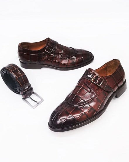 Lorenzo Herren-Loafer aus 100 % Leder in Hellbraun mit Schnalle, klassische Schuhe mit Gürtel als Geschenk