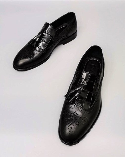 Torcy Men's Black 100% Leather Oxford Shoes, Dressy & Comfortable with Microlight Sole