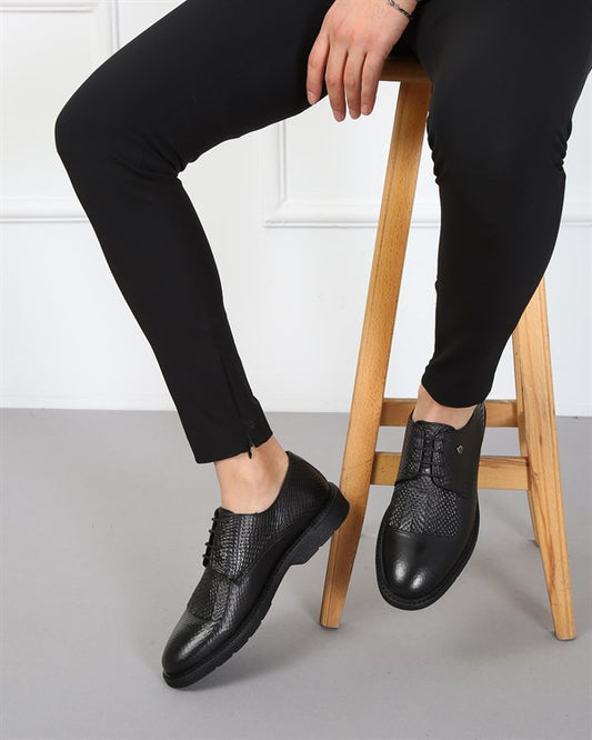 Majuro Black 100% Leather Men's Classic Shoes, Enhanced Comfort with Lightweight Eva Sole