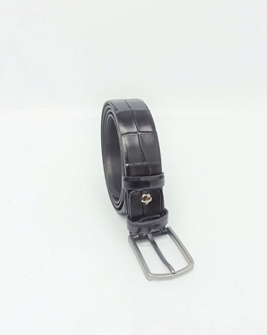 Menton Black Leather Microlight Sole Crocodile Print & Buckle Detail Men's Classic Loafer Shoes