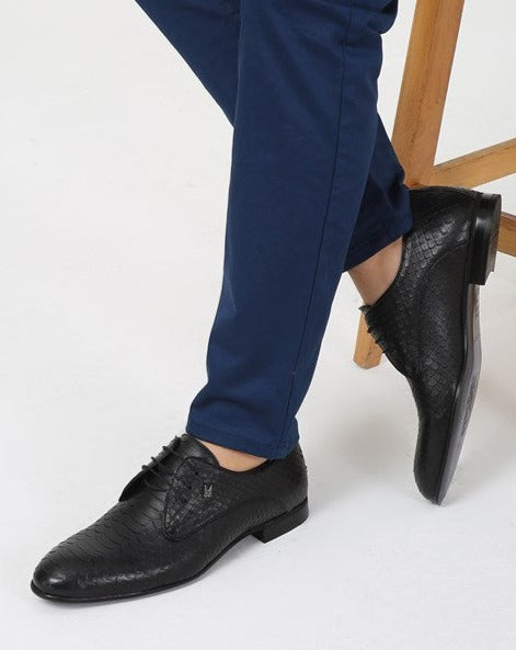 Algiers Black Leather Premium Quality Formal Oxford Shoes, Men's Classic Dress Shoes