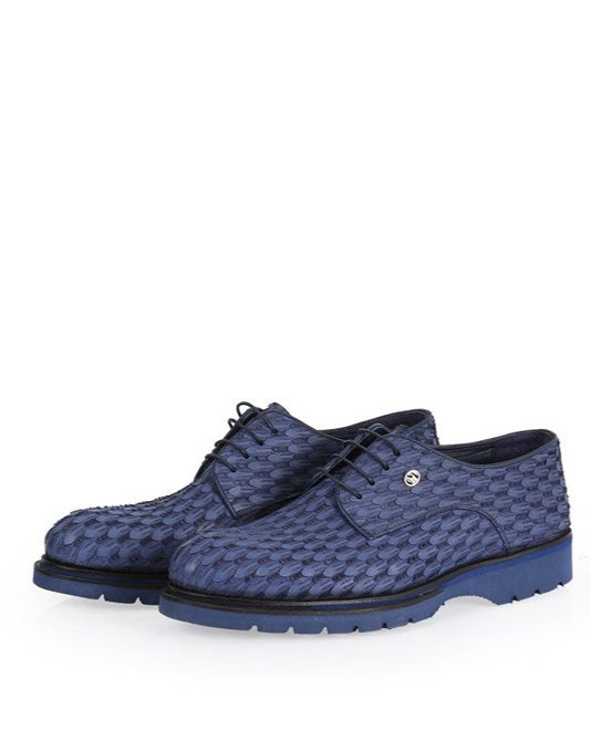 Idaho Navy Blue 100% Leather Men's Oxfords, Classic Shoes for Everyday Elegance