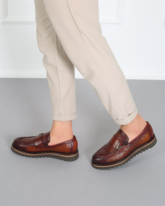 Montenegro Tan Leather Men's Loafers, Sophisticated Design for Everyday Elegance