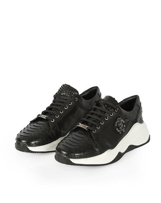 Miyama Black Leather Lace-up Men's Sneakers, Streetwise Style for Modern Gentlemen
