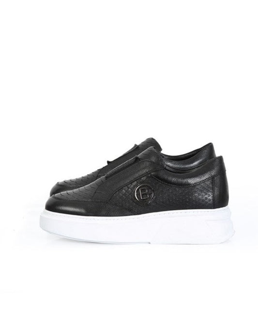 Tahara 100% Leather Slip-on Men's Black Sneakers, Effortless Style for Every Occasion