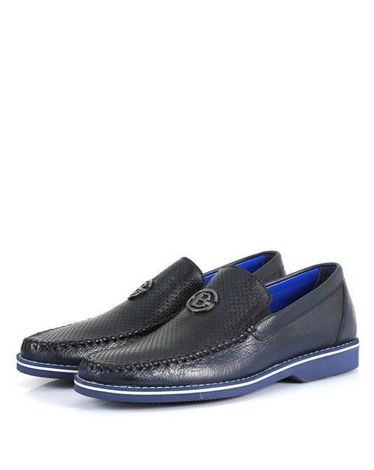 Galvin Navy Blue Leather Men's Loafers with Eva Sole for Daily Comfort, Perfect for Everyday Wear